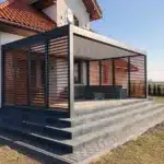 SAMKIT Brise vue/vent sur pergola avec lames bois et kits 20mm noirs